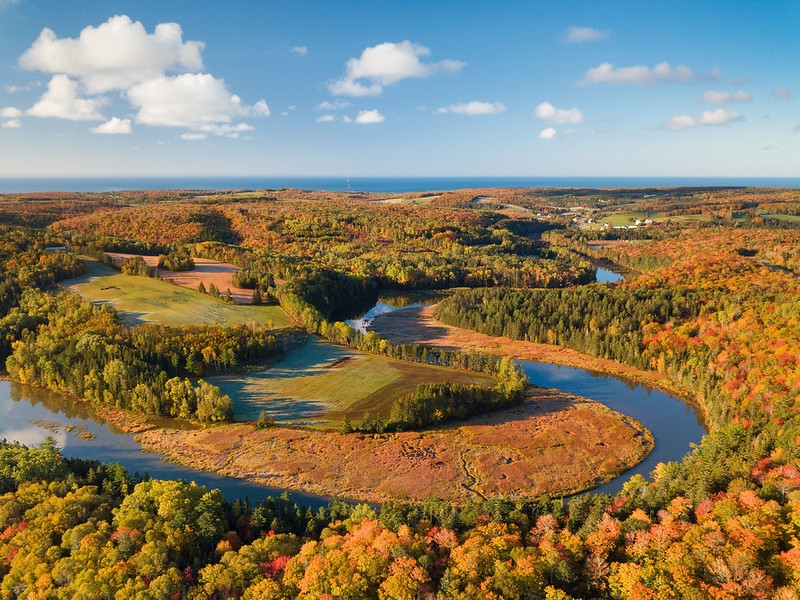 Aerial view of Strathgartney Provincial Park in fall